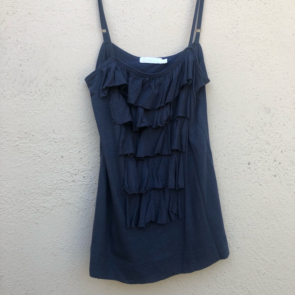 Navy Ruffled Tank Top